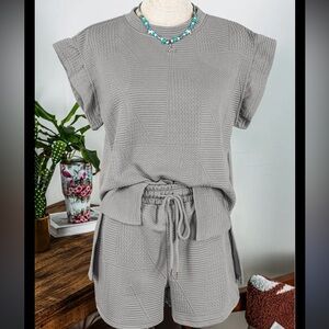 Gray Textured Women's Lounge Set